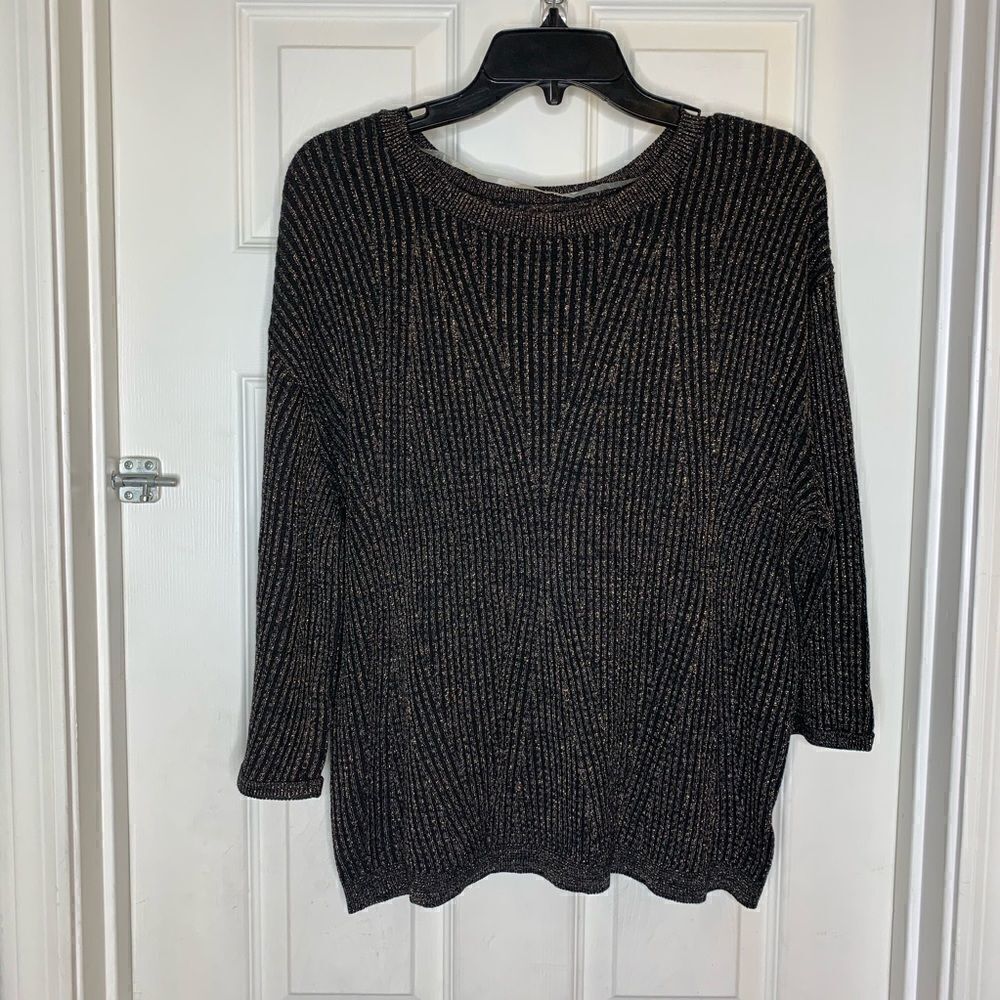 Ava & Vic Gold and Black Plus Size Sparkle Sweater